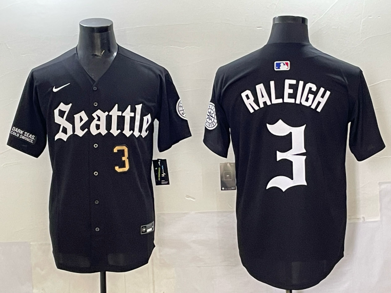 Men Seattle Mariners #3 Raleigh black MLB 2025 Nike jersey 002